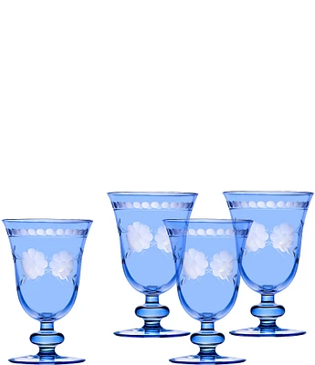 Godinger Belle Fleur Goblet Glasses, Set of 4, 9 oz.