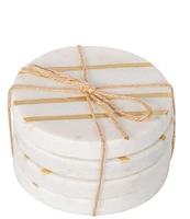 Godinger Travertine Marble Round Coasters, Set of 4