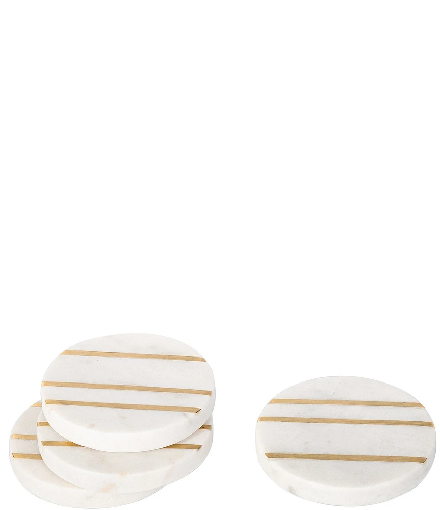 Godinger Travertine Marble Round Coasters, Set of 4