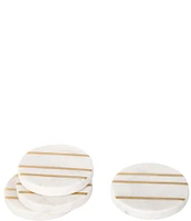 Godinger Travertine Marble Round Coasters, Set of 4