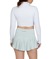 GOLD HINGE Athletic Collared Long Sleeve Half-Zip Crop Top