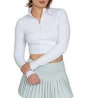 GOLD HINGE Athletic Collared Long Sleeve Half-Zip Crop Top