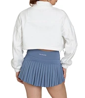 Gold Hinge Collared Fleece Lined Long Sleeve Side Cinched Crop Jacket