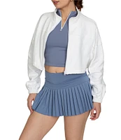 Gold Hinge Collared Fleece Lined Long Sleeve Side Cinched Crop Jacket