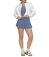 Gold Hinge Collared Fleece Lined Long Sleeve Side Cinched Crop Jacket