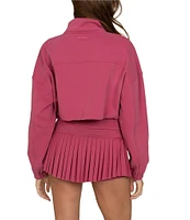 Gold Hinge Collared Fleece Lined Long Sleeve Side Cinched Crop Jacket