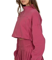 Gold Hinge Collared Fleece Lined Long Sleeve Side Cinched Crop Jacket