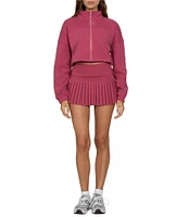 Gold Hinge Collared Fleece Lined Long Sleeve Side Cinched Crop Jacket