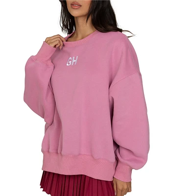 GOLD HINGE GH Embroidered Crew Neck Long Sleeve Sweater