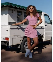 GOLD HINGE High Waist Tiered Pleated Tennis Shirt
