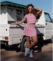 GOLD HINGE High Waist Tiered Pleated Tennis Shirt