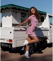 GOLD HINGE High Waist Tiered Pleated Tennis Shirt
