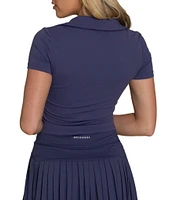 GOLD HINGE Preppy V-Neck Short Sleeve Polo Top