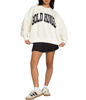 GOLD HINGE Wide Arm Crew Neck Long Sleeve Logo Sweatshirt