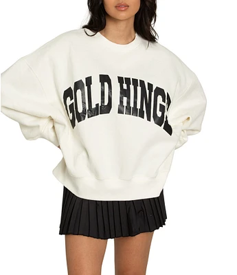 GOLD HINGE Wide Arm Crew Neck Long Sleeve Logo Sweatshirt