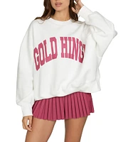 GOLD HINGE Wide Arm Crew Neck Long Sleeve Logo Sweatshirt