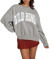 GOLD HINGE Wide Arm Crew Neck Long Sleeve Logo Sweatshirt