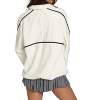 GOLD HINGE Minimalistic Brushed Fleece Half-Zip Long Sleeve Oversized Pullover