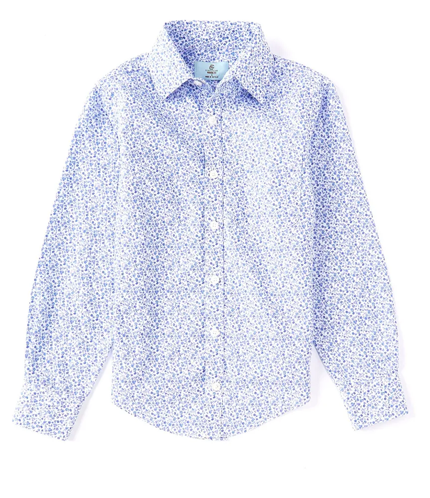 Class Club Big Boys 8-20 Long Sleeve Point Collar Floral Button Down Shirt