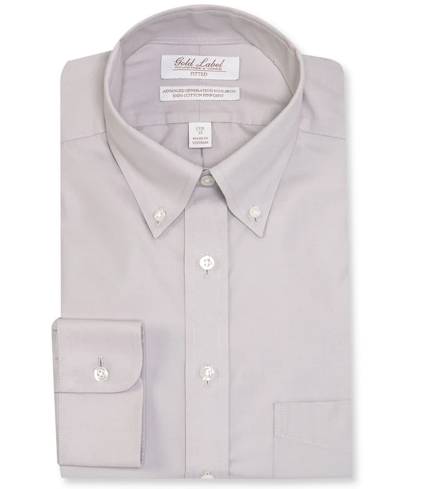 Roundtree & Yorke Gold Label Roundtree & Yorke Solid Non-Iron Fitted Button  Down Collar Dress Shirt