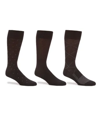 Gold Label Roundtree & Yorke Argyle Crew Dress Socks 3-Pack