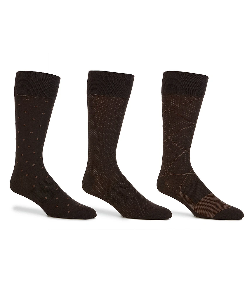 Gold Label Roundtree & Yorke Argyle Crew Dress Socks 3-Pack