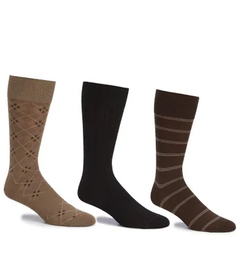 Gold Label Roundtree & Yorke Assorted Argyle-Solid-Stripe Crew Socks 3-Pack