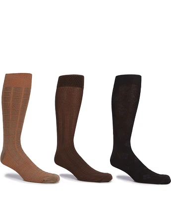 Gold Label Roundtree & Yorke Big & Tall Assorted Square-Canale-Argyle Crew Socks 3-Pack