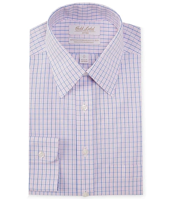 Gold Label Roundtree & Yorke Big & Tall Non-Iron Point Collar Check Plaid Pattern Dress Shirt