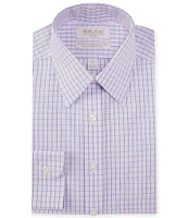Gold Label Roundtree & Yorke Big & Tall Non-Iron Point Collar Check Plaid Pattern Dress Shirt
