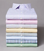 Gold Label Roundtree & Yorke Big & Tall Non-Iron Point Collar Check Plaid Pattern Dress Shirt