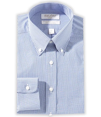 Gold Label Roundtree & Yorke Big & Tall Denton Classic Fit Non-Iron Button Down Collar Checked Dress Shirt