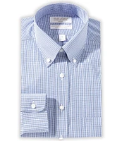 Gold Label Roundtree & Yorke Big & Tall Denton Classic Fit Non-Iron Button Down Collar Checked Dress Shirt