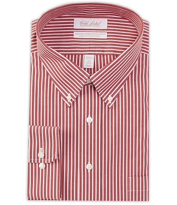 Gold Label Roundtree & Yorke Big & Tall Non-Iron Button-Down Collar Bengal Striped Pinpoint Dress Shirt