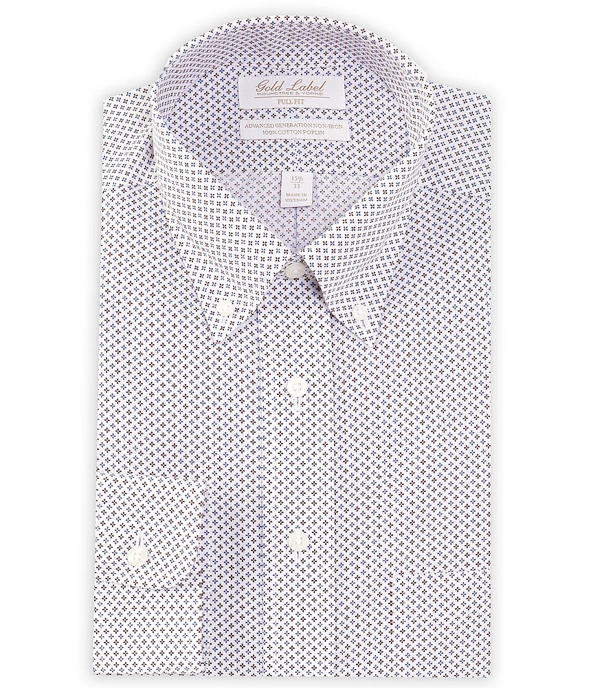 Gold Label Roundtree & Yorke Big & Talll Non-Iron Button-Down Collar Geometric Print Dress Shirt