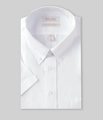 Gold Label Roundtree & Yorke Big Tall Fitted Non-Iron Button-Down Collar Short-Sleeve Dress Shirt