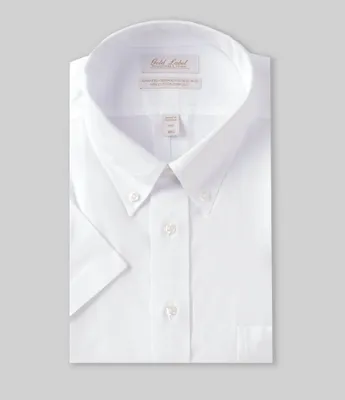 Gold Label Roundtree & Yorke Big & Tall Non-Iron Button-Down Collar Short-Sleeve Dress Shirt