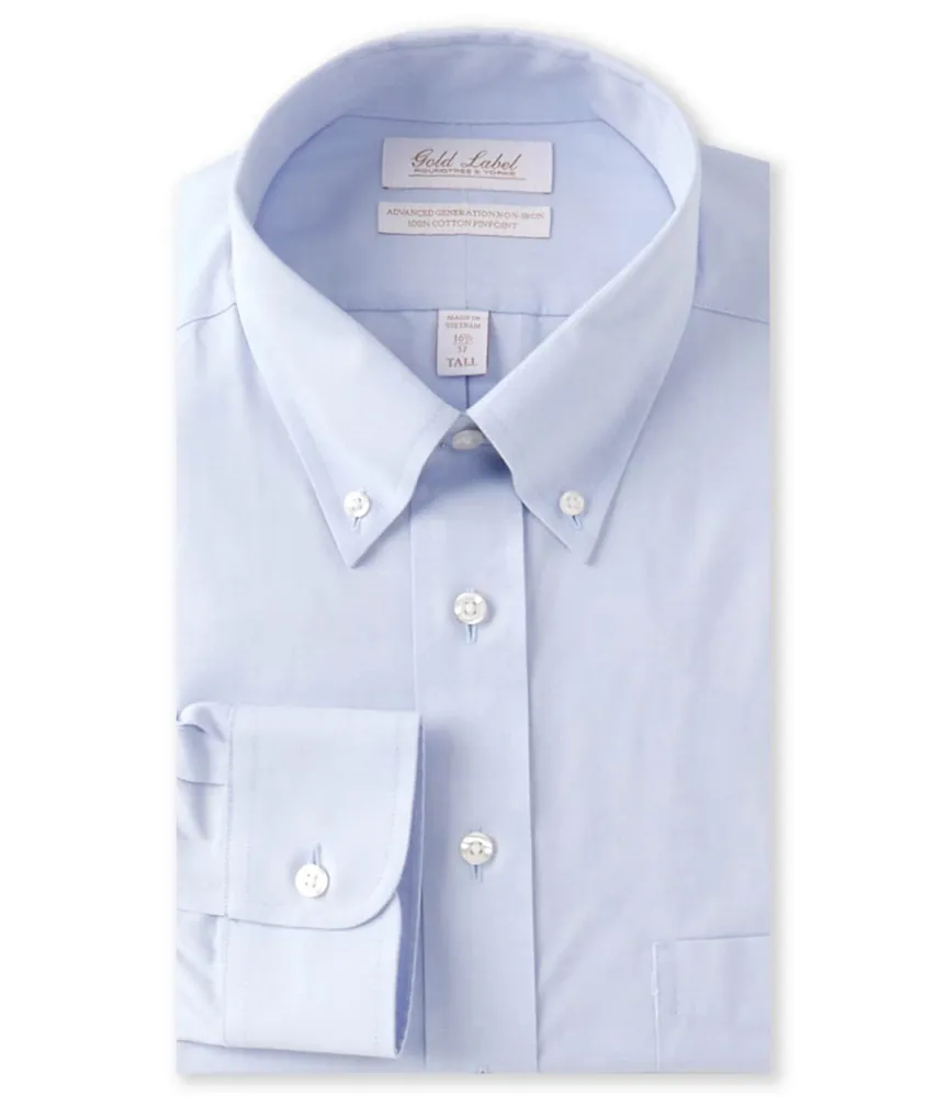 Roundtree & Yorke Gold Label Roundtree & Yorke Big Tall Non-Iron Fitted  Button Down Collar Solid Dress Shirt