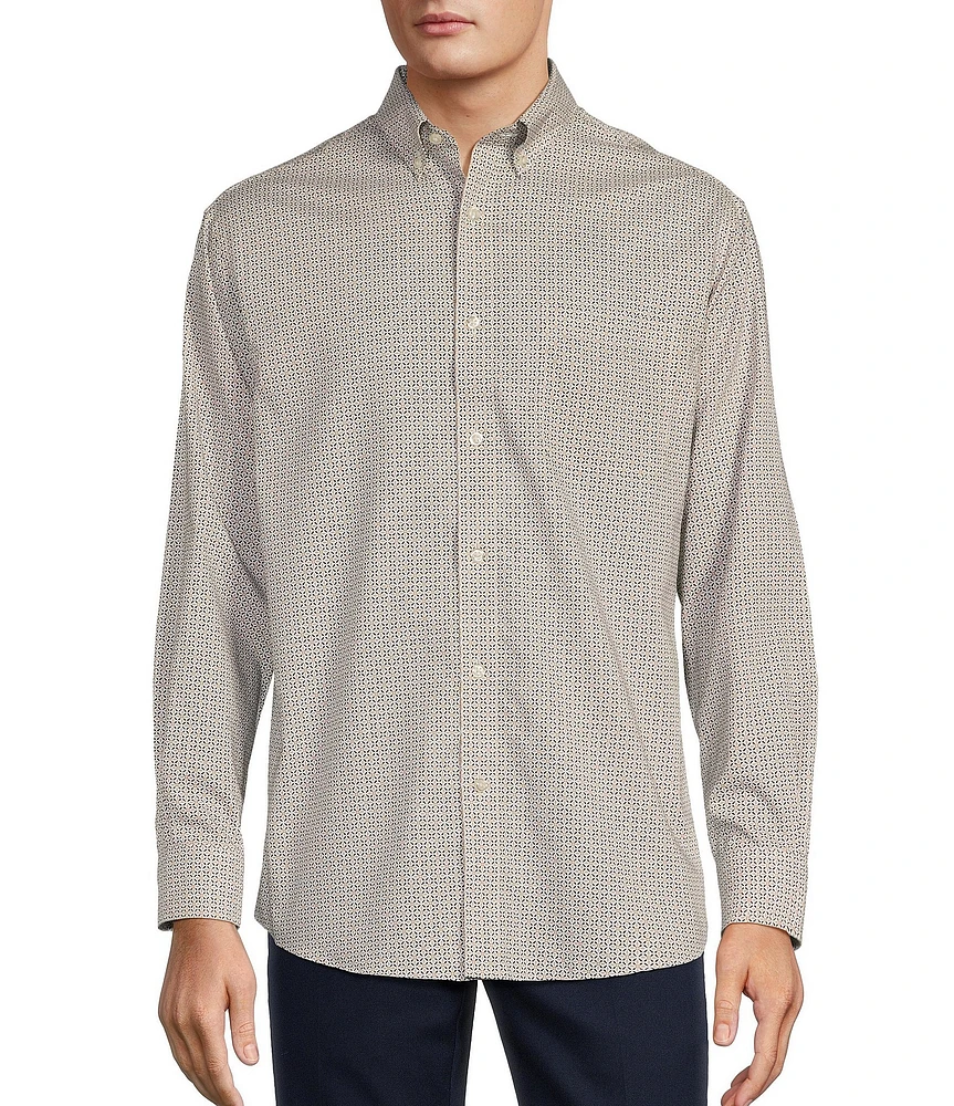 Gold Label Roundtree & Yorke Big & Tall Non-Iron Long Sleeve Geometric X Print Sport Shirt