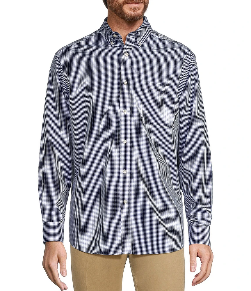 Gold Label Roundtree & Yorke Big & Tall Non-Iron Long Sleeve Small Checked Print Sport Shirt