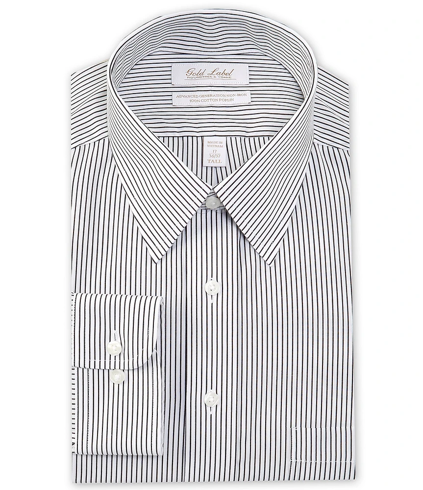 Gold Label Roundtree & Yorke Big & Tall Non-Iron Point Collar Heavy Poplin Stripe Dress Shirt