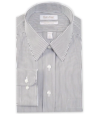 Gold Label Roundtree & Yorke Big & Tall Non-Iron Point Collar Heavy Poplin Stripe Dress Shirt