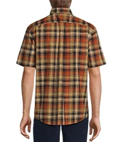 Gold Label Roundtree & Yorke Big & Tall Non-Iron Short Sleeve Large Plaid Slub Sport Shirt