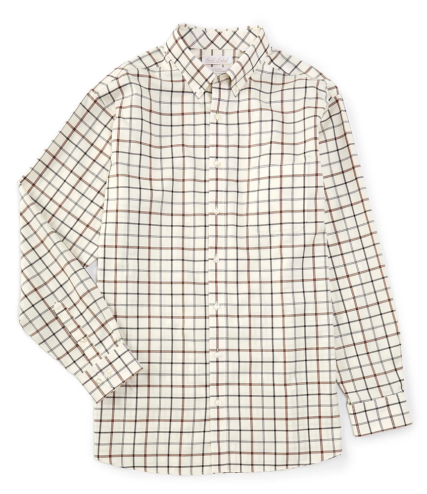 Gold Label Roundtree & Yorke Big & Tall Non-Iron Twill Long Sleeve Medium Grid Plaid Sport Shirt