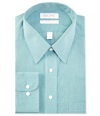 Gold Label Roundtree & Yorke Big & Tall Non-Iron Point Collar Checked Print Dress Shirt