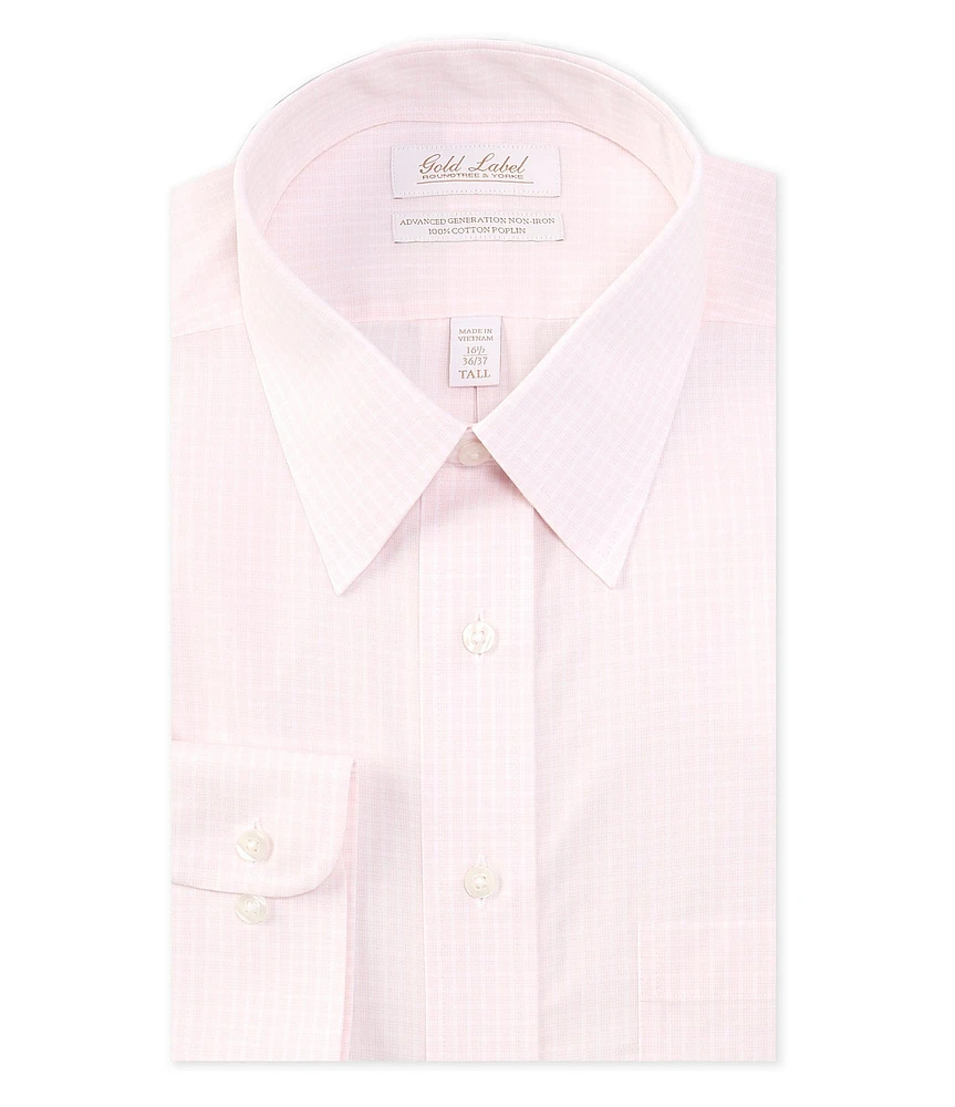 Gold Label Roundtree & Yorke Big & Tall Non-Iron Point Collar Check Print Dress Shirt