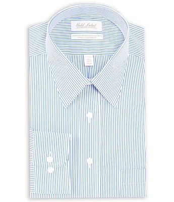 Gold Label Roundtree & Yorke Big & Tall Non-Iron Point Collar Striped Poplin Dress Shirt