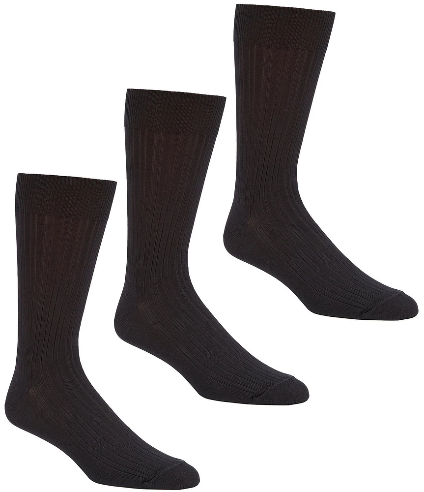 Gold Label Roundtree & Yorke Big & Tall Solid Crew Dress Socks 3-Pack