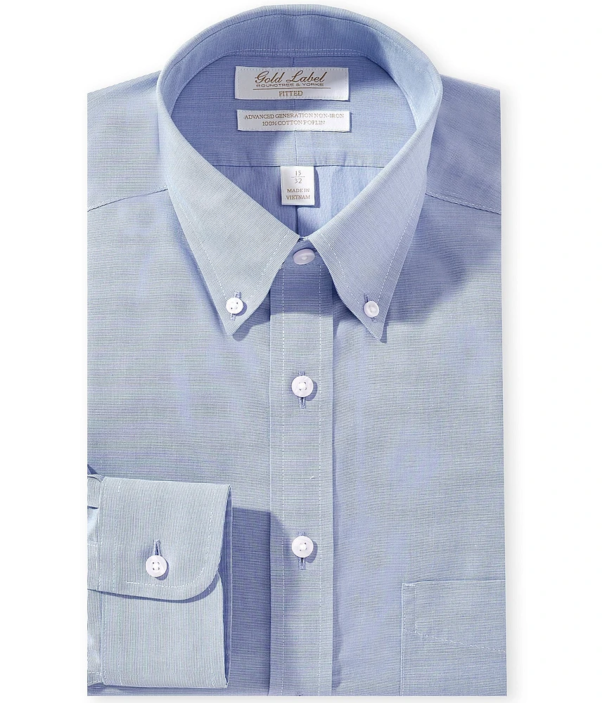 Gold Label Roundtree & Yorke Denton Classic Fit Non-Iron Button Down Collar Solid Dress Shirt