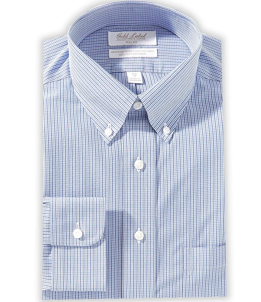 Gold Label Roundtree & Yorke Denton Full Fit Non-Iron Button-Down Collar Checked Dress Shirt